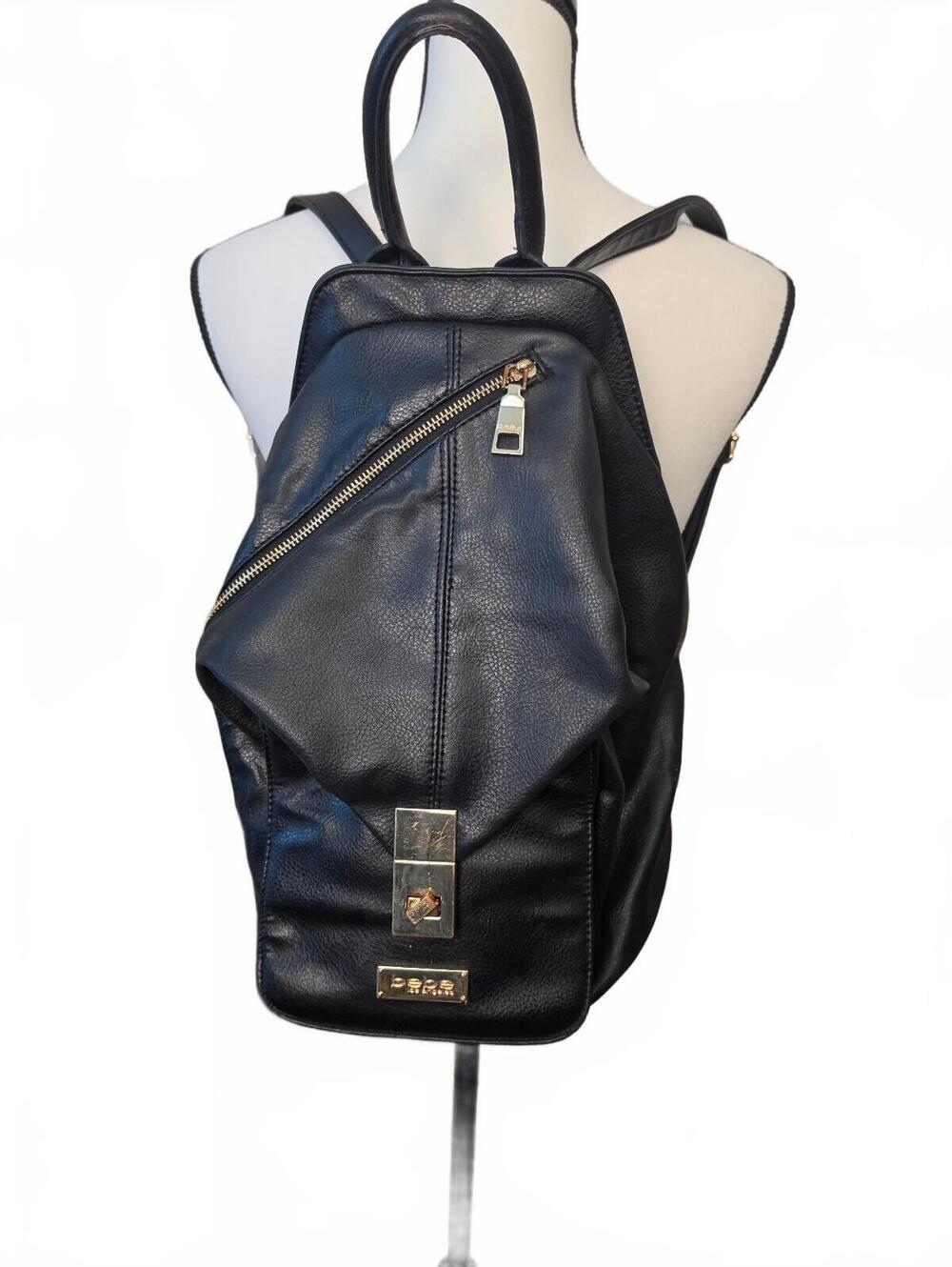 bebe black leather backpack